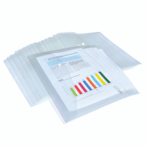 HT01587 Rapesco Foolscap Popper Wallet Clear Pack 20 1496 HT01587 Rapesco Foolscap Popper Wallet Clear Pack 20 1496