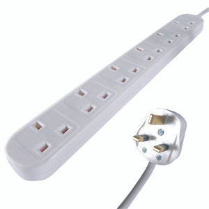GR02432 Connekt Gear 3m 6-Way Power Extension Lead White 27-6030 GR02432 Connekt Gear 3m 6-Way Power Extension Lead White 27-6030