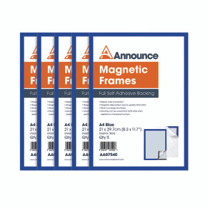 AA07540 Announce Magnetic Frames A4 Blue Pack 5 AA07540 AA07540 Announce Magnetic Frames A4 Blue Pack 5 AA07540