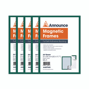 AA07543 Announce Magnetic Frames A4 Green Pack 5 AA07543 AA07543 Announce Magnetic Frames A4 Green Pack 5 AA07543