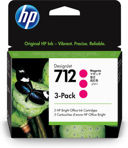HP 3ED78A 712 Magenta Ink Cartridge, 29ml, Pack qty 3 HP 3ED78A 712 Magenta Ink Cartridge, 29ml, Pack qty 3