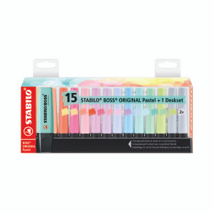 Stabilo Original Boss Highlighters Deskset Pastel (Pack of 15) 7015-02-5 Stabilo Original Boss Highlighters Deskset Pastel (Pack of 15) 7015-02-5