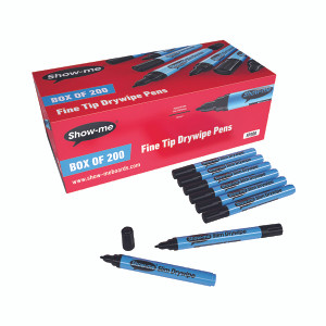 Show-me Drywipe Marker Fine Tip Slim Barrel Black (Pack of 200) FP200 Show-me Drywipe Marker Fine Tip Slim Barrel Black (Pack of 200) FP200