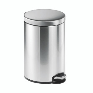 Durable Round Stainless Steel Pedal Bin 12 Litre Silver 340123 Durable Round Stainless Steel Pedal Bin 12 Litre Silver 340123
