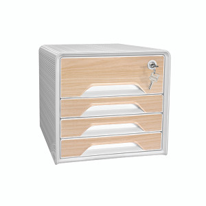 CEP Silva Smoove Secure 4 Drawer Module White/Beech 1073111021 CEP Silva Smoove Secure 4 Drawer Module White/Beech 1073111021