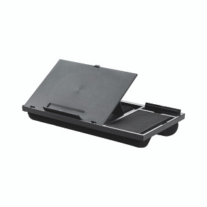 Q-Connect Height Adjustable Laptop Stand with Mousepad and Phone Holder Black KF14471 Q-Connect Height Adjustable Laptop Stand with Mousepad and Phone Holder Black KF14471