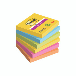 Post-it Super Sticky Z-Notes 76x76mm 90 Sheets Carnival (Pack of 6) 654-6SS-CARN Post-it Super Sticky Z-Notes 76x76mm 90 Sheets Carnival (Pack of 6) 654-6SS-CARN