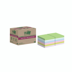 Post-it Super Sticky Recycled 76x76mm Assorted Pack of 12 654 RSS12COL Post-it Super Sticky Recycled 76x76mm Assorted Pack of 12 654 RSS12COL