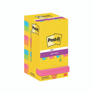 Post-it Super Sticky 76x76mm 90 Sheets Carnival (Pack of 12) 654-12SS-CARN Post-it Super Sticky 76x76mm 90 Sheets Carnival (Pack of 12) 654-12SS-CARN