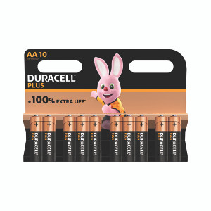 Duracell Plus AA Battery Alkaline 100% Extra Life (Pack of 10) 5015842 Duracell Plus AA Battery Alkaline 100% Extra Life (Pack of 10) 5015842