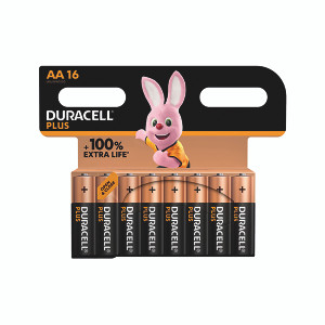 Duracell Plus AA Battery Alkaline 100% Extra Life (Pack of 16) 5009375 Duracell Plus AA Battery Alkaline 100% Extra Life (Pack of 16) 5009375
