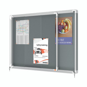 Nobo Premium Plus Lockable Noticeboard 8xA4 Sheets Grey Felt 1915336 Nobo Premium Plus Lockable Noticeboard 8xA4 Sheets Grey Felt 1915336