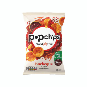 Popchips Crisps Barbeque Sharing Bag 85g (Pack of 8) 0401235 Popchips Crisps Barbeque Sharing Bag 85g (Pack of 8) 0401235