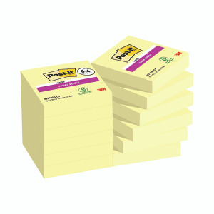 Post-it Super Sticky Notes 47.6x47.6 90 Sheets Canary Yellow 8+4 FREE (Pack of 12) 622-SSCY-P8+4
