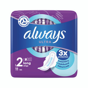 Always Ultra Long Winged Sanitary Pads Size 2 Packet x11 Pads (Pack of 12) C005789 Always Ultra Long Winged Sanitary Pads Size 2 Packet x11 Pads (Pack of 12) C005789