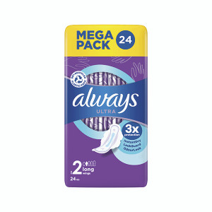 Always Ultra Pads Long With Wings Size 2 Sanitary Pads (Pack of 24) C006926 Always Ultra Pads Long With Wings Size 2 Sanitary Pads (Pack of 24) C006926