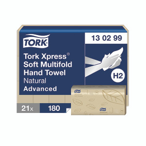 Tork Xpress Soft 2-Ply Multifold Hand Towel Advanced 180 Sheets Per Sleeve Natural (Pack of 21) 1302 Tork Xpress Soft 2-Ply Multifold Hand Towel Advanced 180 Sheets Per Sleeve Natural (Pack of 21) 1302