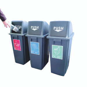 VFM Slim Recycling Bins with Range of Stickers (Set of 3) 416995 VFM Slim Recycling Bins with Range of Stickers (Set of 3) 416995