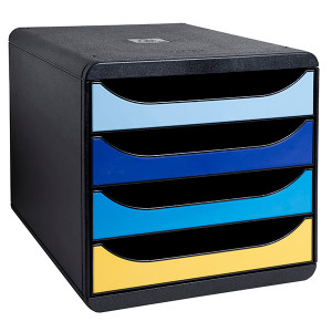Exacompta Bee Blue Big Box Recycled 4 Drawer Assorted Exacompta Bee Blue Big Box Recycled 4 Drawer Assorted