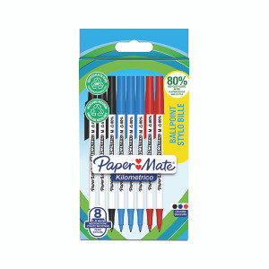 PaperMate Kilometrico Ballpoint Pen Medium 1.0mm Assorted (Pack of 8) 2187680 PaperMate Kilometrico Ballpoint Pen Medium 1.0mm Assorted (Pack of 8) 2187680
