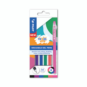 Pilot FriXion Ball Stick Erasable Gel Pens Wallet Assorted (Pack of 6) 5012052061965 Pilot FriXion Ball Stick Erasable Gel Pens Wallet Assorted (Pack of 6) 5012052061965