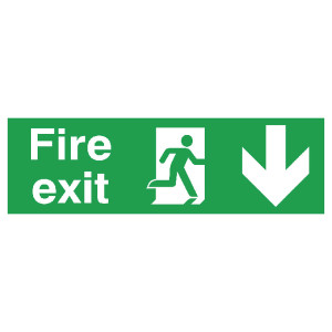 SR11131 Safety Sign Fire Exit Running Man Arrow Down 150x450mm PVC FX04211R