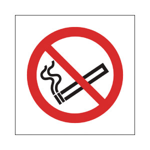 SR71045 Safety Sign No Smoking Symbol 100x100mm Self-Adhesive Pack 5 KP01N S