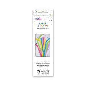 Pukka Party Flexible Drinking Straws Assorted (Pack of 24) PTY580 Pukka Party Flexible Drinking Straws Assorted (Pack of 24) PTY580