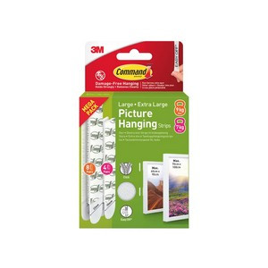 Command Picture Hanging Strips 12 Pairs Large + Extra Large White (Pack of 24) 7100336386