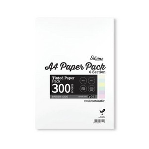 Silvine Tinted Paper SEN/Dyslexia 6 Colours Plain A4 (300 Sheets) TINA4MIXP