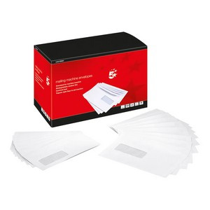 5 Star C5 Window Mailing Machine Envelope Gummed 162x238mm White (Pack of 500) 652621