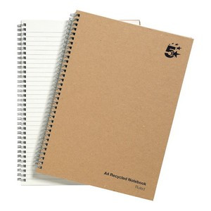 5 Star Wirebound Notebook Ruled 80gsm Recycled 160 Page A4 Buff (Pack of 5) 930279