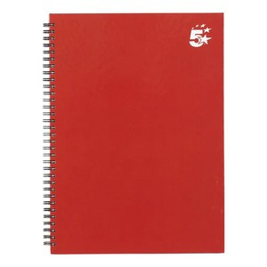 5 Star Wirebound Hardback Notebook Ruled A4 140 Page Berry (Pack of 5) 943466