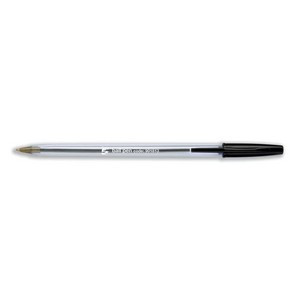 5 Star Ball Pen Medium 1mm Tip 0.4mm Line Clear Barrel Black (Pack of 50) 901813