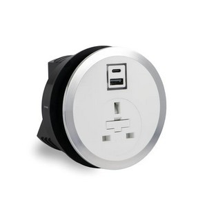 5 Star In Desk Power Module 1xUK Socket 1xUSB A+C PD 35W Charger 2m Lead White 20000017