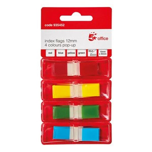 5 Star Index Flags 4 Bright Colours 12x45mm 35 Flags per Colour Assorted 935452