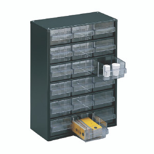 SBY11349 Clear 18 Drawer System Dark Grey Storage Cabinet 324117 SBY11349 Clear 18 Drawer System Dark Grey Storage Cabinet 324117