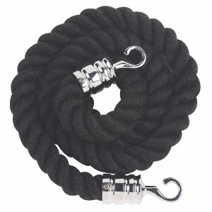 AN71022 Rope 25x1500mm Black with Chrome Hooks VERRS-CLRP-CHBL