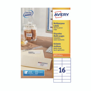AVDPS16W Avery Ultragrip Labels 105x37mm 16 Per Sheet Wht Pack 1600 DPS16-100 AVDPS16W Avery Ultragrip Labels 105x37mm 16 Per Sheet Wht Pack 1600 DPS16-100