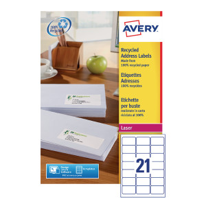 AV81505 Avery Laser Label Recycled 21 Per Sheet Wht Pack 2100 LR7160-100 AV81505 Avery Laser Label Recycled 21 Per Sheet Wht Pack 2100 LR7160-100