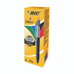 BC49950 Bic 4 Colours Grip Pro Retractable Ballpoint Pen Pack 12 892293 BC49950 Bic 4 Colours Grip Pro Retractable Ballpoint Pen Pack 12 892293