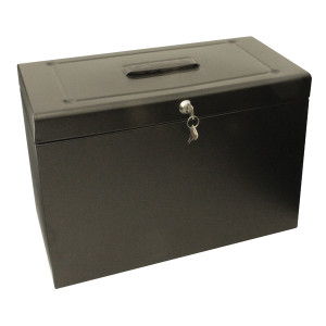 SG33100 Cathedral Metal File Box Home Office Foolscap Black HOBK