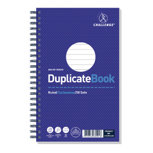 JDF63001 Challenge Carbonless Wirebound Duplicate Book 50 Sets 210x130mm Pack 5 100080469 JDF63001 Challenge Carbonless Wirebound Duplicate Book 50 Sets 210x130mm Pack 5 100080469