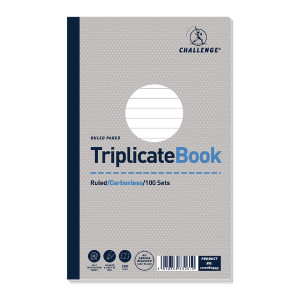 JDD63061 Challenge Carbonless Triplicate Book 100 Sets 210x130mm Pack 5 100080445 JDD63061 Challenge Carbonless Triplicate Book 100 Sets 210x130mm Pack 5 100080445