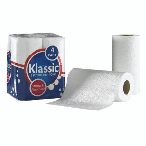 CPD00161 Klassic 2-Ply Kitchen Roll White 6 Packs 4 Rolls 1105090 CPD00161 Klassic 2-Ply Kitchen Roll White 6 Packs 4 Rolls 1105090