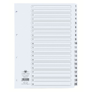 JTCS7 Concord Classic Index 1-20 A4 White Board Clear Mylar Tabs 00701 CS7 JTCS7 Concord Classic Index 1-20 A4 White Board Clear Mylar Tabs 00701 CS7
