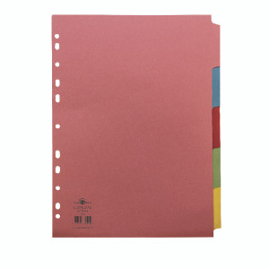 JT77099 Concord Reinforced Divider 5-Part A4 160gsm Pastel Colours 77099 JT77099 Concord Reinforced Divider 5-Part A4 160gsm Pastel Colours 77099