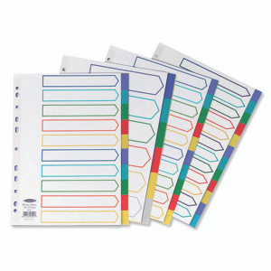 JT06901 Concord Divider 10-Part A4 Polypropylene Multicoloured 06901 JT06901 Concord Divider 10-Part A4 Polypropylene Multicoloured 06901