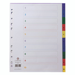 JT67199 Concord Index 1-10 A4 Extra Wide Polypropylene Multicoloured 67199 JT67199 Concord Index 1-10 A4 Extra Wide Polypropylene Multicoloured 67199