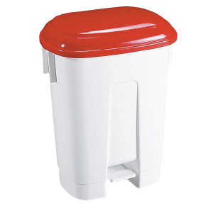 SBY14764 Derby Plastic Pedal Bin 30 Litre White Red Dimensions W470 x D360 x H510mm 348021 SBY14764 Derby Plastic Pedal Bin 30 Litre White Red Dimensions W470 x D360 x H510mm 348021